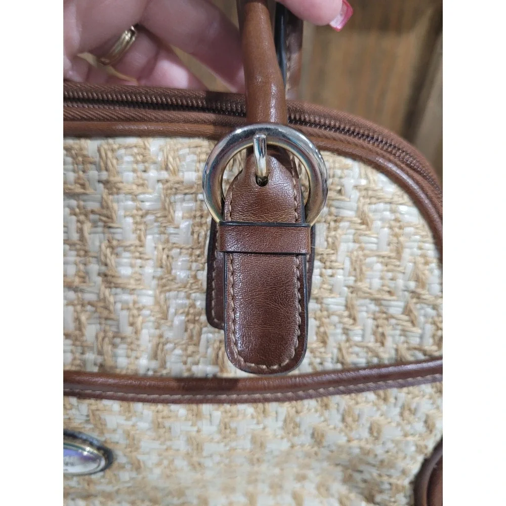 Rosetti Woven Bag With Brown Vinyl Trim And  handles